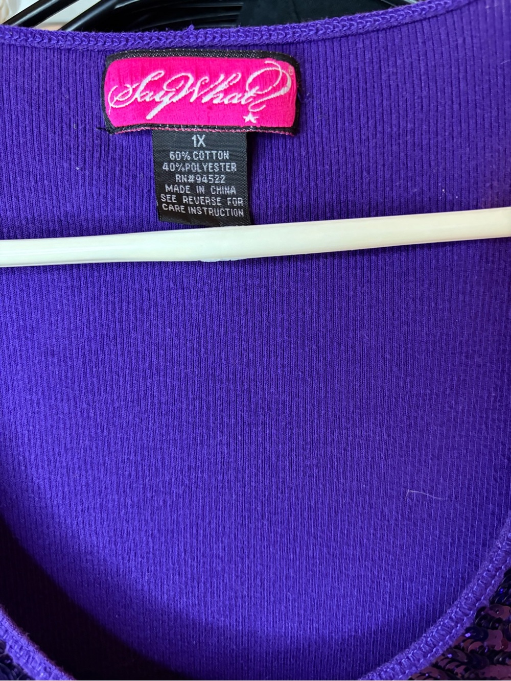 Say What? Royal Purple Sequin Scoop Tank - Picture 2 of 3
